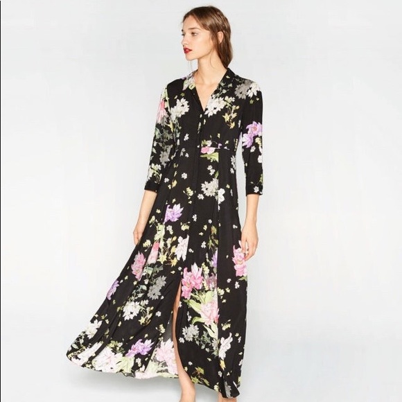 zara blue floral maxi dress
